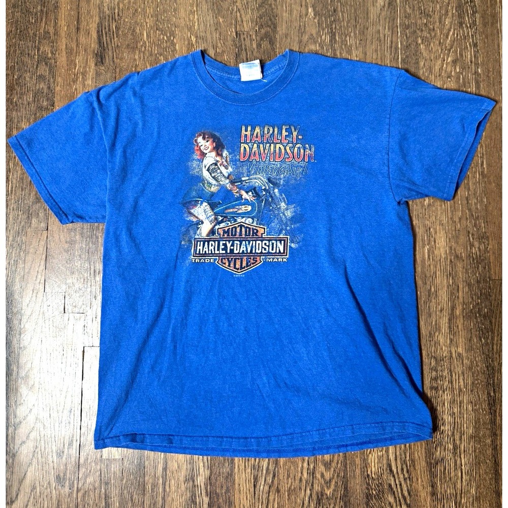 Harley-Davidson Cowboys Alamo City San Antonio TX Blue T-Shirt Size XL